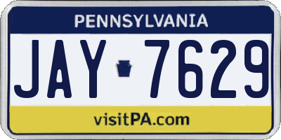 PA license plate JAY7629