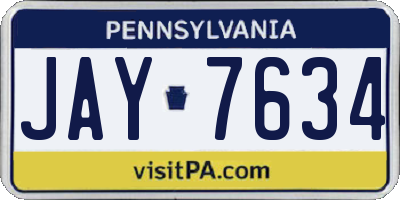PA license plate JAY7634