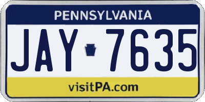 PA license plate JAY7635