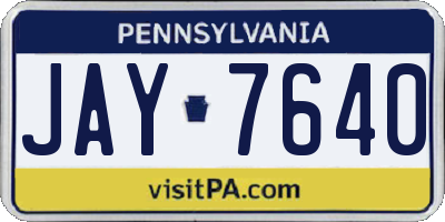 PA license plate JAY7640