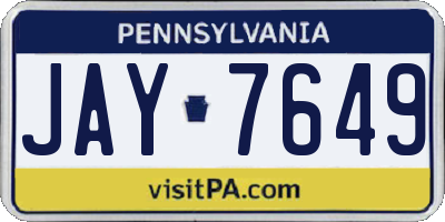 PA license plate JAY7649