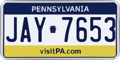 PA license plate JAY7653