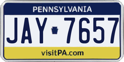 PA license plate JAY7657