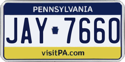 PA license plate JAY7660