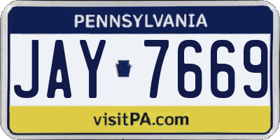 PA license plate JAY7669