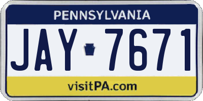 PA license plate JAY7671