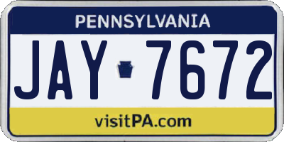 PA license plate JAY7672