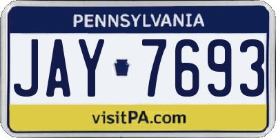 PA license plate JAY7693