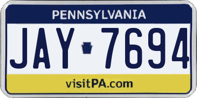 PA license plate JAY7694