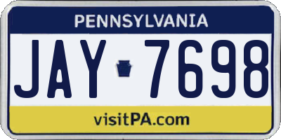 PA license plate JAY7698