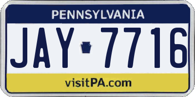 PA license plate JAY7716