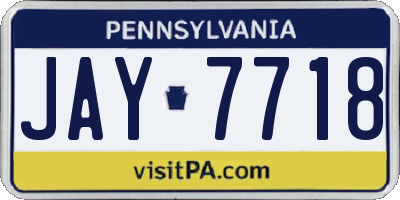 PA license plate JAY7718