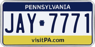 PA license plate JAY7771