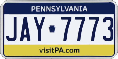 PA license plate JAY7773