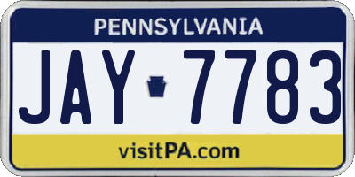 PA license plate JAY7783
