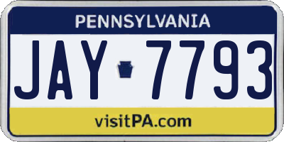 PA license plate JAY7793