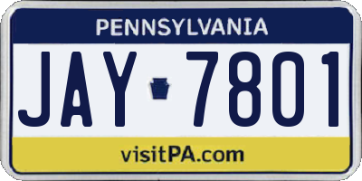 PA license plate JAY7801