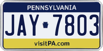 PA license plate JAY7803