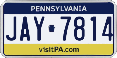 PA license plate JAY7814