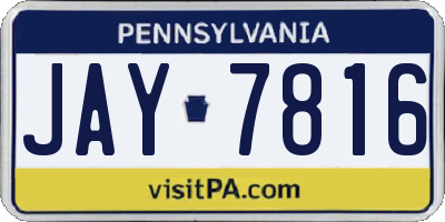 PA license plate JAY7816