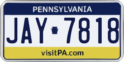 PA license plate JAY7818