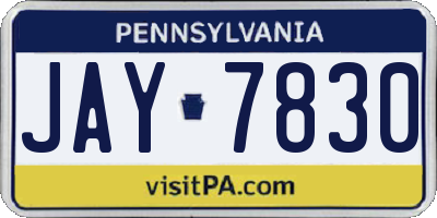 PA license plate JAY7830