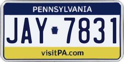 PA license plate JAY7831