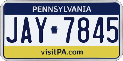 PA license plate JAY7845