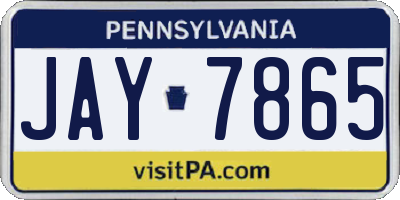 PA license plate JAY7865