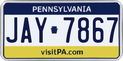 PA license plate JAY7867