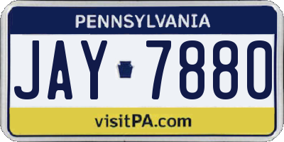 PA license plate JAY7880