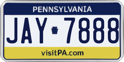 PA license plate JAY7888