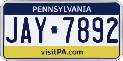 PA license plate JAY7892