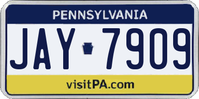 PA license plate JAY7909