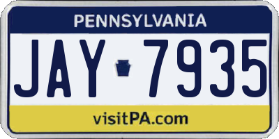 PA license plate JAY7935