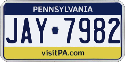 PA license plate JAY7982
