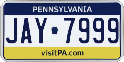 PA license plate JAY7999