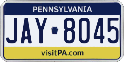 PA license plate JAY8045