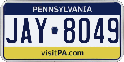 PA license plate JAY8049