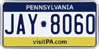 PA license plate JAY8060