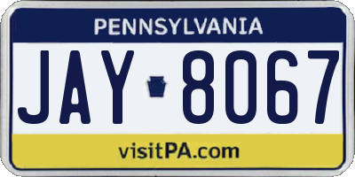 PA license plate JAY8067