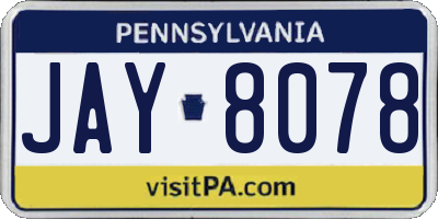 PA license plate JAY8078