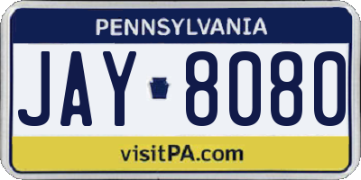 PA license plate JAY8080