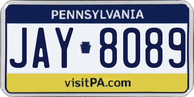 PA license plate JAY8089