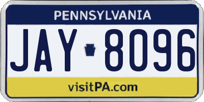PA license plate JAY8096