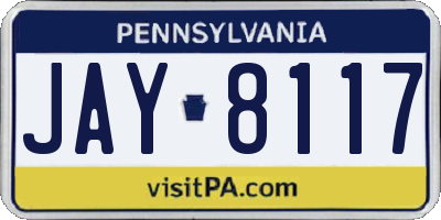 PA license plate JAY8117