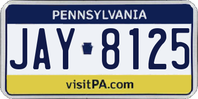 PA license plate JAY8125
