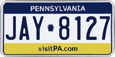PA license plate JAY8127