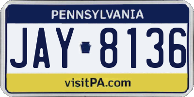 PA license plate JAY8136