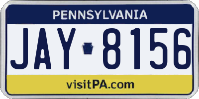 PA license plate JAY8156